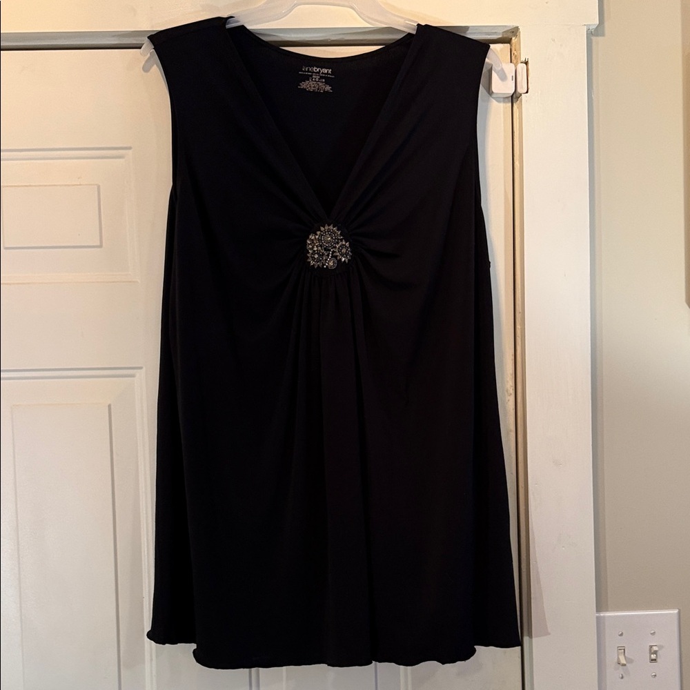 Lane Bryant Black Sleeveless Blouse with Embellishment